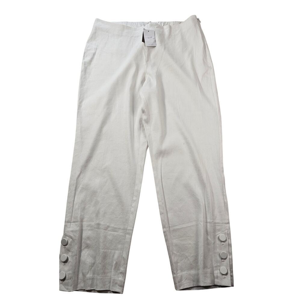NWT J.jill love linen white pull on pants beach casual work M ankle minimalist